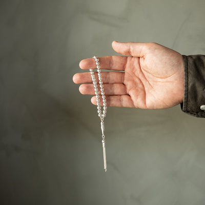 İnce İşçilikli Sırma Gümüş Tesbih - WATE018