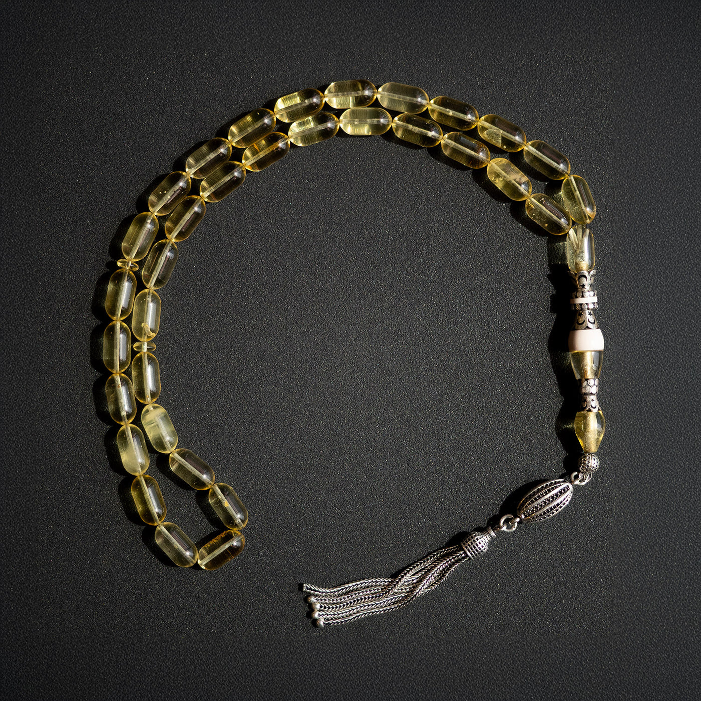 Sekîne - Kaya Damla Kehribar Tesbih (Gümüş Nakkaş İşçilik İmame) - WATE031