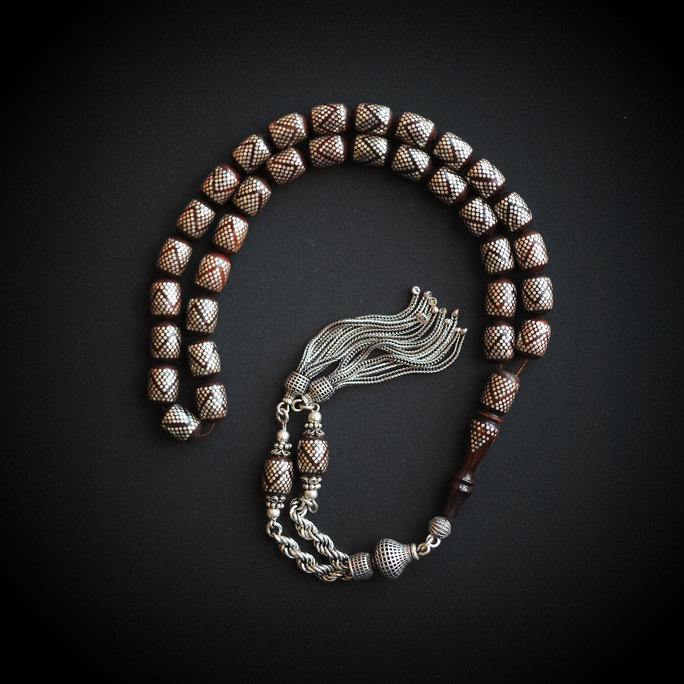 Gümüş İşlemeli İnce İşçilikli Kuka Tesbih - WATD077