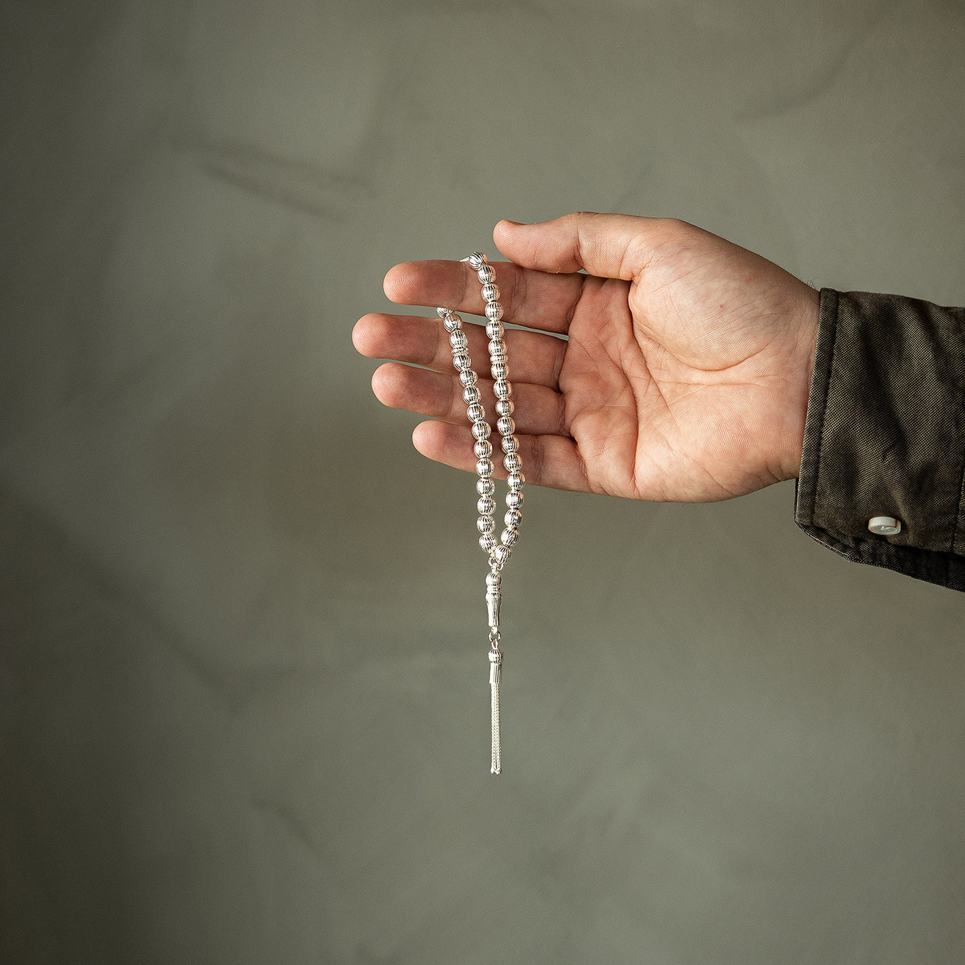 İnce İşçilikli Sırma Gümüş Tesbih - WATE018