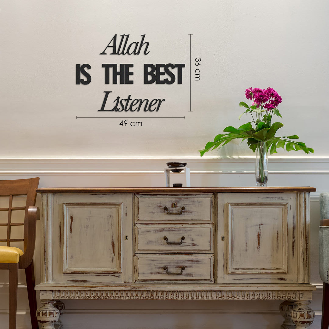 FIRSAT - "Allah is the Best Listener" Yazılı Metal Duvar Tablosu - WAM132