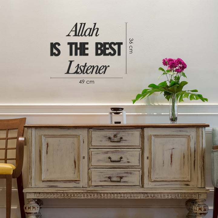 FIRSAT - "Allah is the Best Listener" Yazılı Metal Duvar Tablosu - WAM132