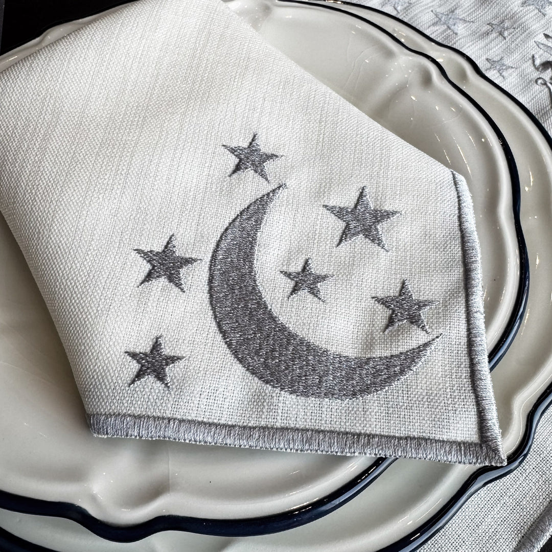 Lüks Sofra Servis Seti (Gümüş Renk Nakışlı - 6 Kişilik 18 Parça) - WAS041