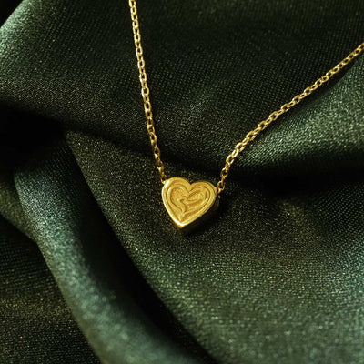 Anne Yazılı Kalp Desenli Gümüş Kolye (Altın Kaplama) - WAMT014