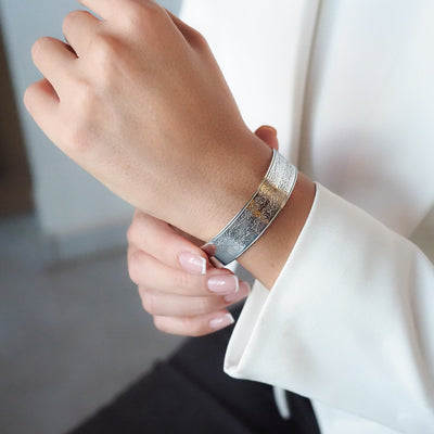 Ayetel Kürsi Yazılı Gümüş Kelepçe Bileklik - WAMT055