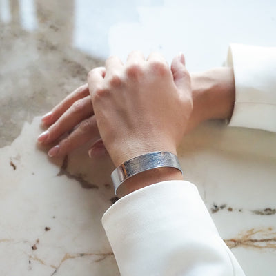 Ayetel Kürsi Yazılı Gümüş Kelepçe Bileklik - WAMT055