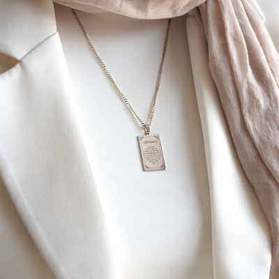 Ayetel Kürsi Yazılı Gümüş Kolye - WAMT065