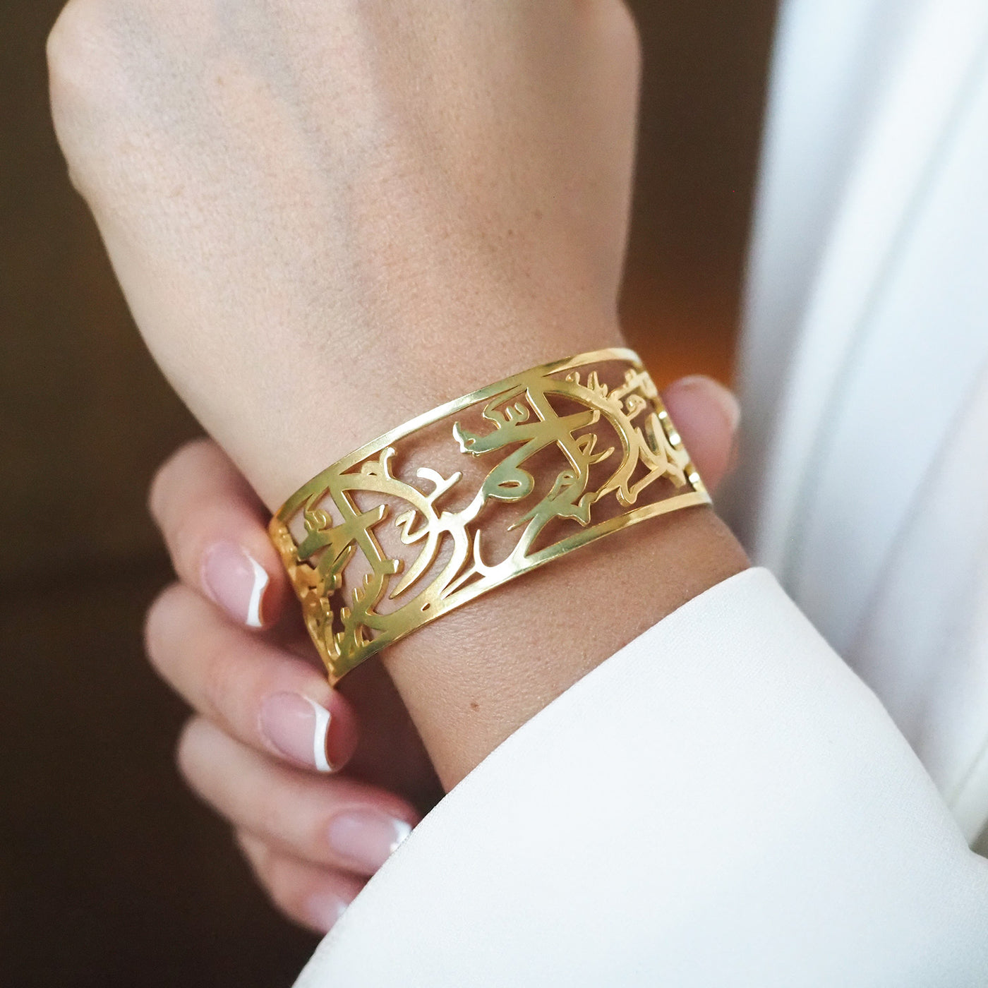 Elhamdülillah Yazılı Gümüş Kelepçe Bileklik - WAMT057