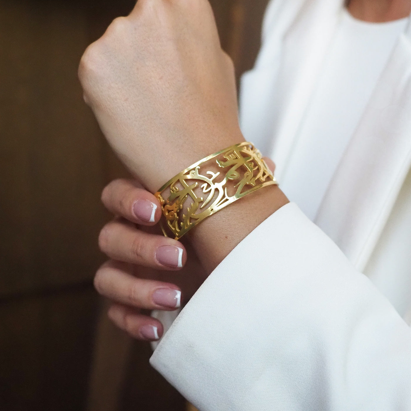 Elhamdülillah Yazılı Gümüş Kelepçe Bileklik - WAMT057