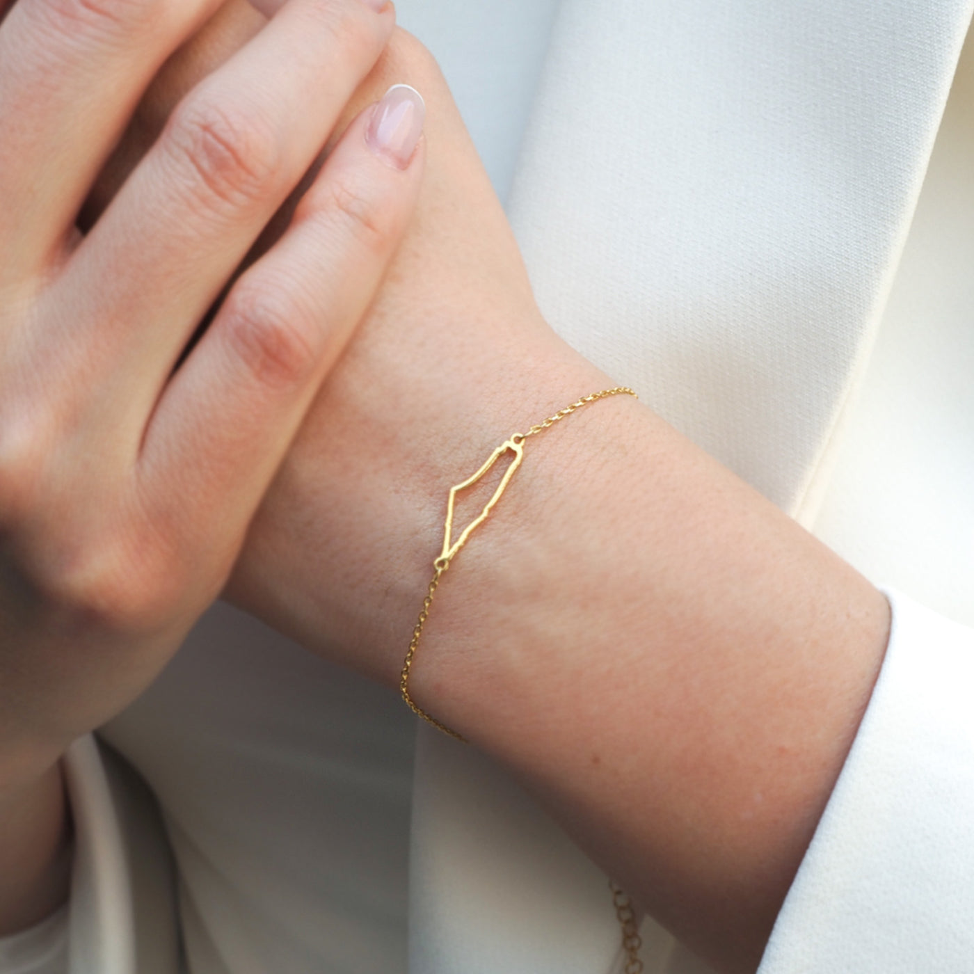 Filistin Haritası Gümüş Bileklik (Altın Kaplama) - WAMT027