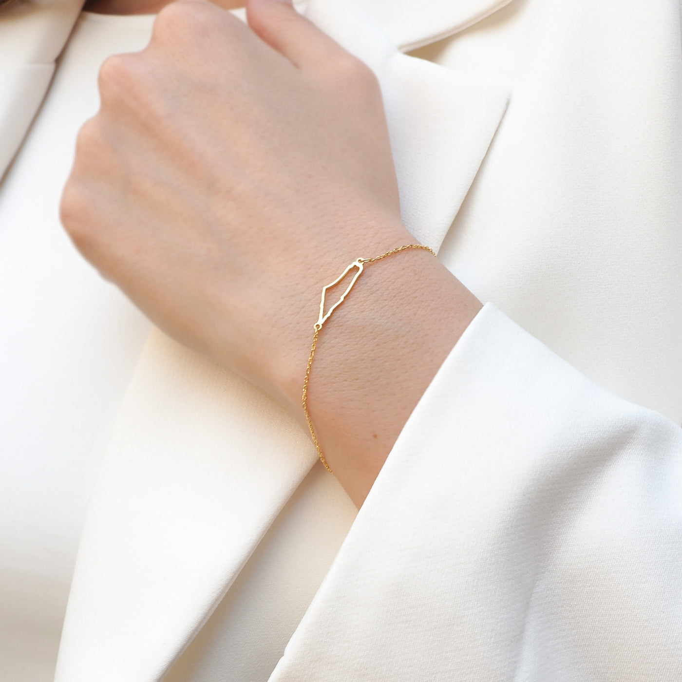 Filistin Haritası Gümüş Bileklik (Altın Kaplama) - WAMT027