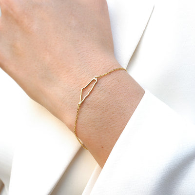 Filistin Haritası Gümüş Bileklik (Altın Kaplama) - WAMT027