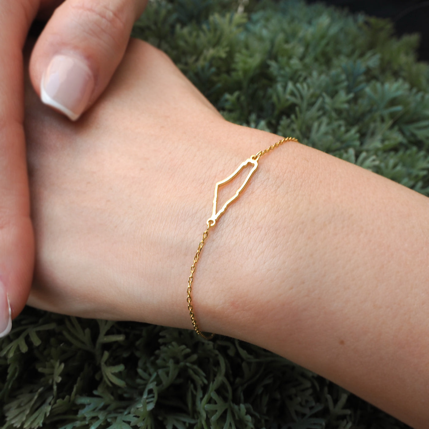 Filistin Haritası Gümüş Bileklik (Altın Kaplama) - WAMT027