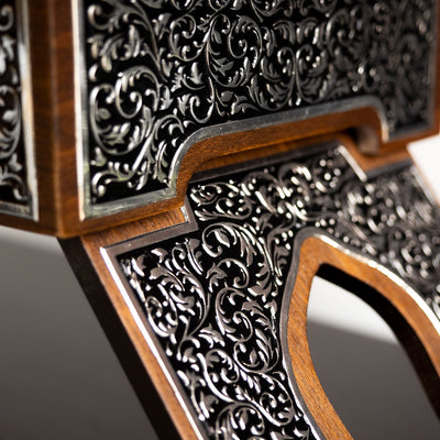 Gümüş İşlemeli Ahşap Kuran Sehpası ve Kuran – WAP014