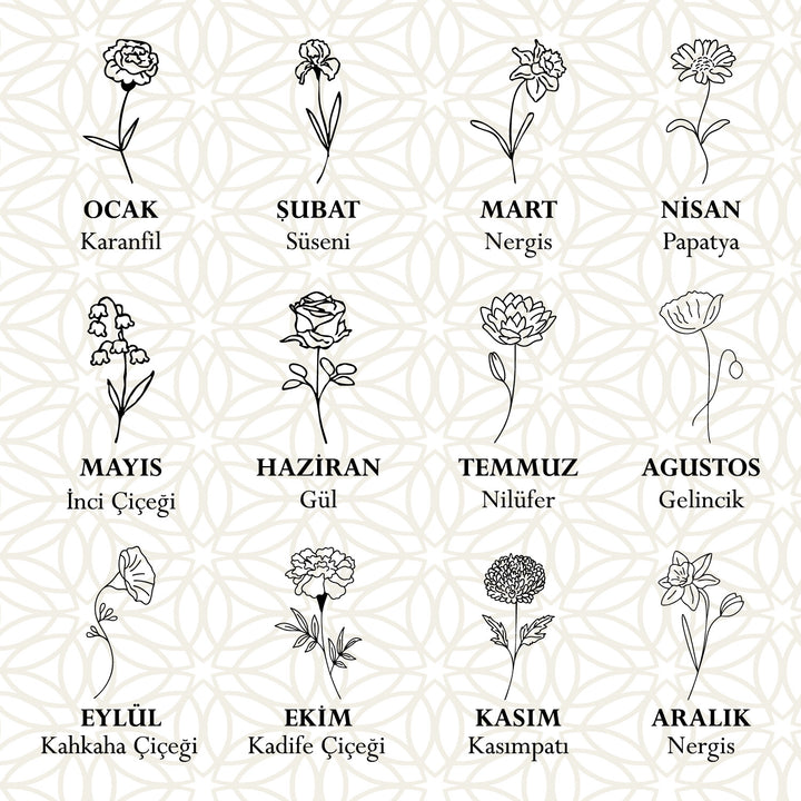 Kişiye Özel İsimli Doğum Çiçeği Gümüş Kolye - WAMT032