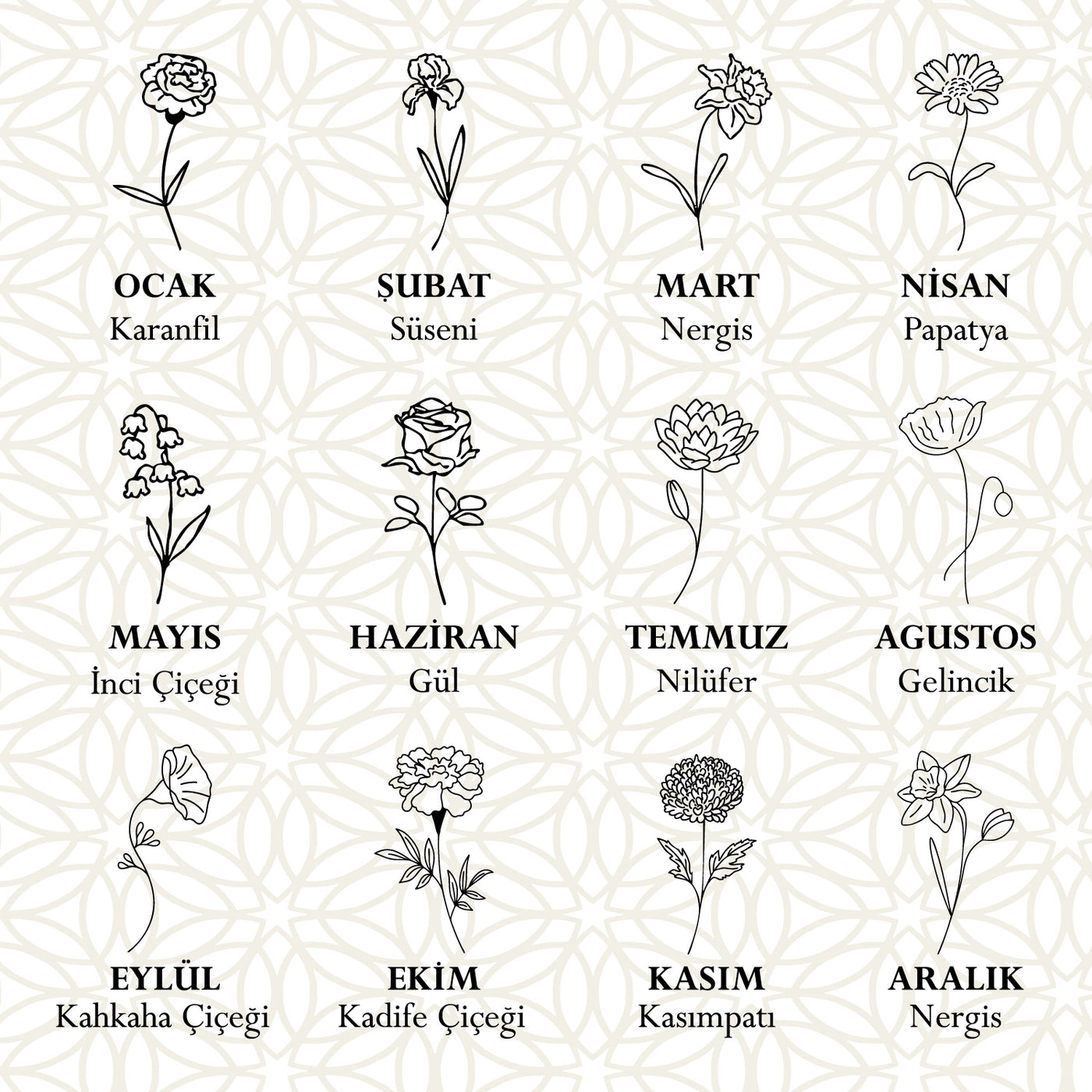 Kişiye Özel İsimli Doğum Çiçeği Gümüş Kolye - WAMT032