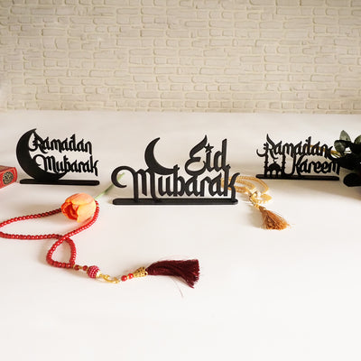 3 lü Ramazan Dekor Seti - Metal Ramadan Mubarak, Ramadan Kareem & Eid Mubarak  - WAMH121