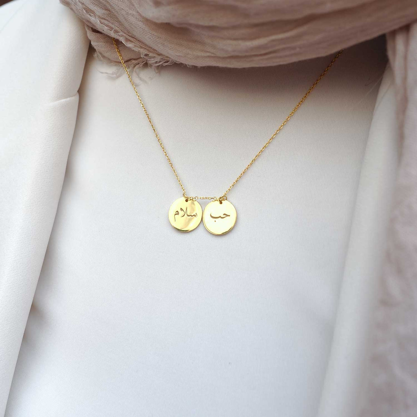 Selam ve Sevgi Yazılı Gümüş Kolye (Altın Kaplama) - WAMT023