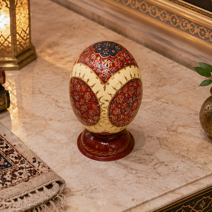 Madalyon Motif | El İşlemeli Deve Kuşu Yumurtası Obje - WAAH018