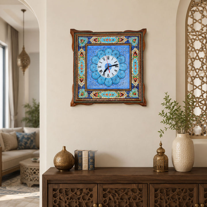 El Yapımı Hatem İşlemeli Ahşap Duvar Saati - WAAH151