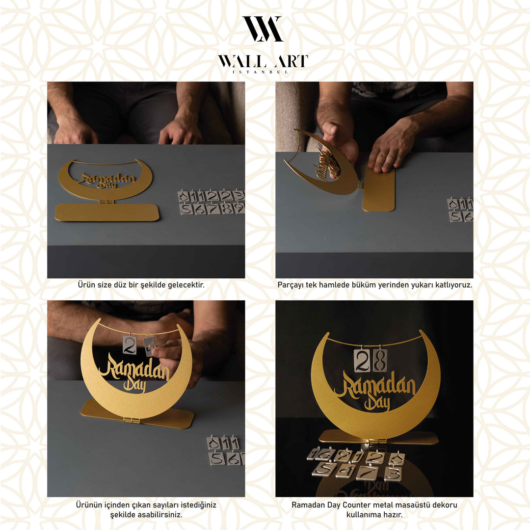 "Ramadan Day" Yazılı Metal Masaüstü Ramazan Takvimi - WAMH125
