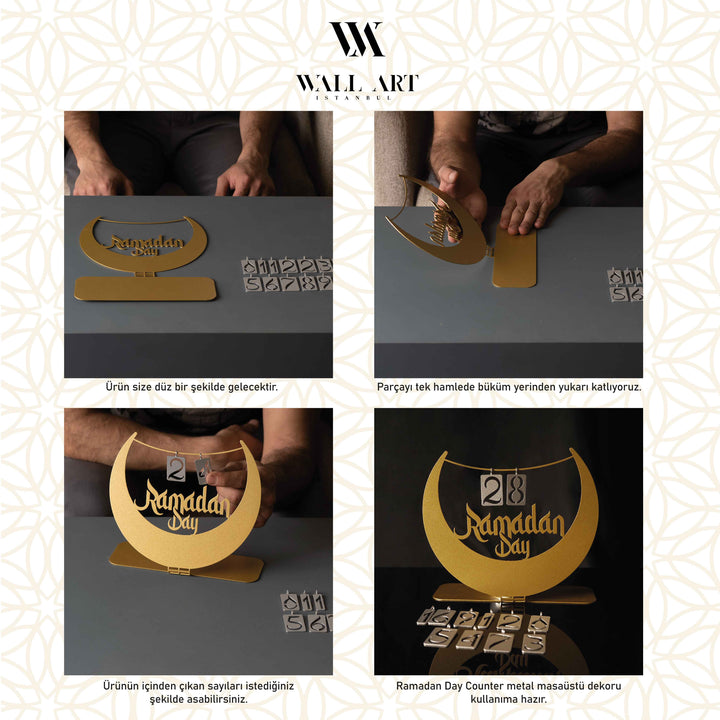 "Ramadan Day" Yazılı Metal Masaüstü Ramazan Takvimi - WAMH125