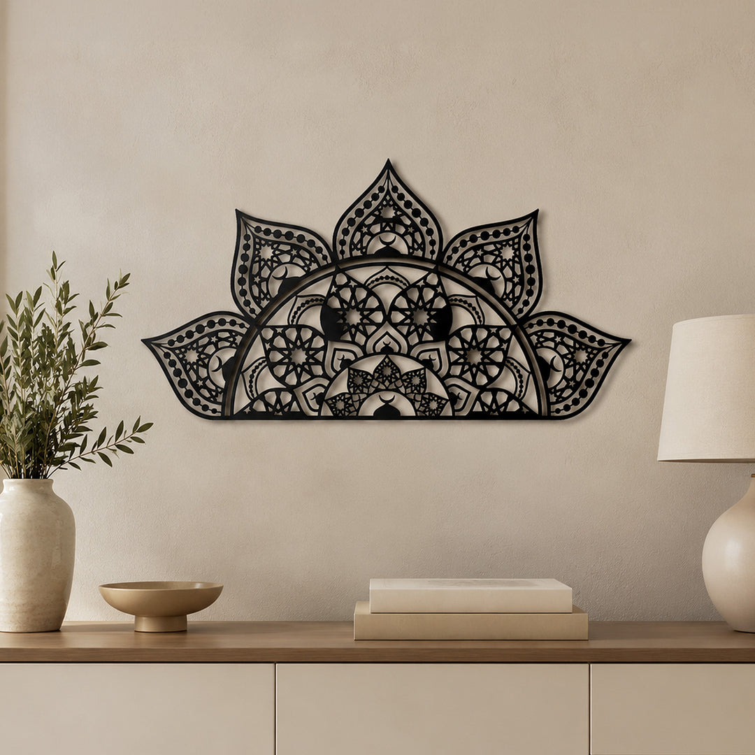 İslami Desenli Metal Mandala Duvar Tablosu (4 Yöne Asılabilir) - WAM163