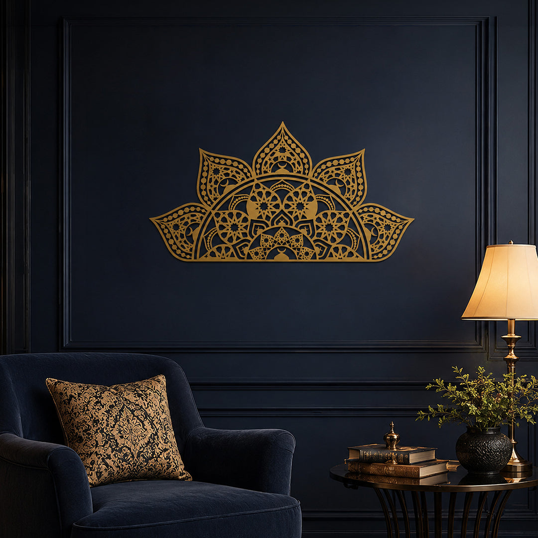 İslami Desenli Metal Mandala Duvar Tablosu (4 Yöne Asılabilir) - WAM163