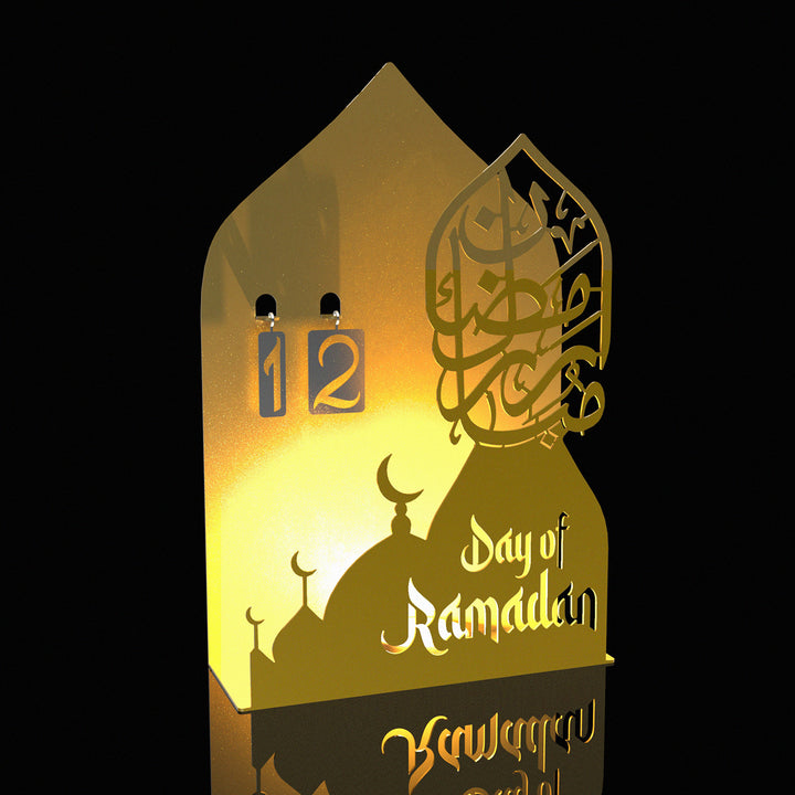 "Day of Ramadan" Yazılı Metal Masaüstü Ramazan Takvimi ve Mumluk - WAMH185