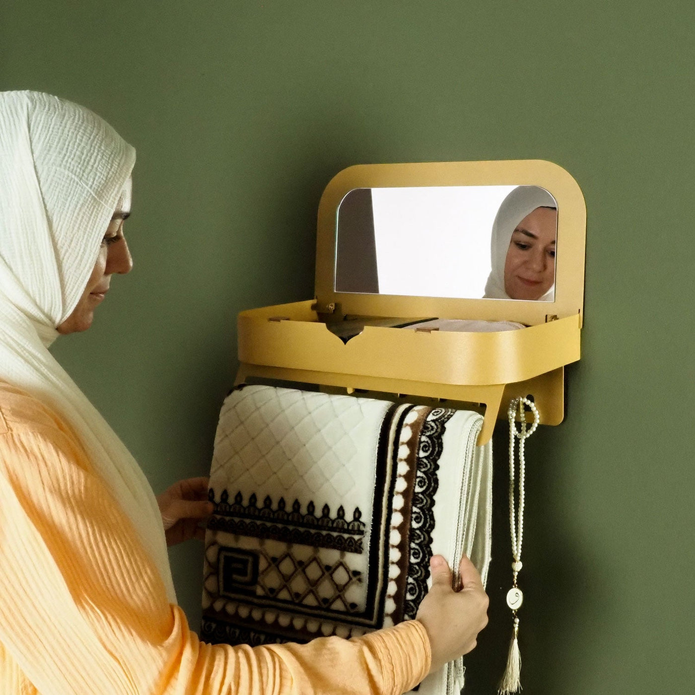 Sefa - Aynalı Metal Duvar Rafı ve Askılık - WAMH209