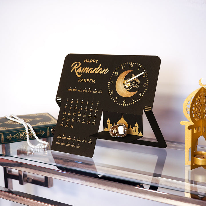 Ramadan Kareem Yazılı Metal Ramazan Takvimi ve Saat - WAMH217