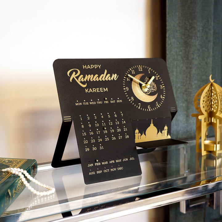 Ramadan Kareem Yazılı Metal Ramazan Takvimi ve Saat - WAMH217