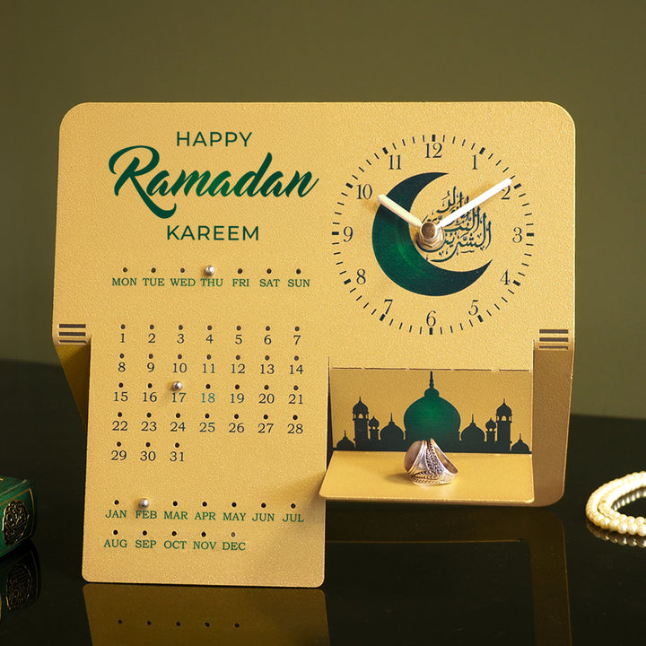 Ramadan Kareem Yazılı Metal Ramazan Takvimi ve Saat - WAMH217