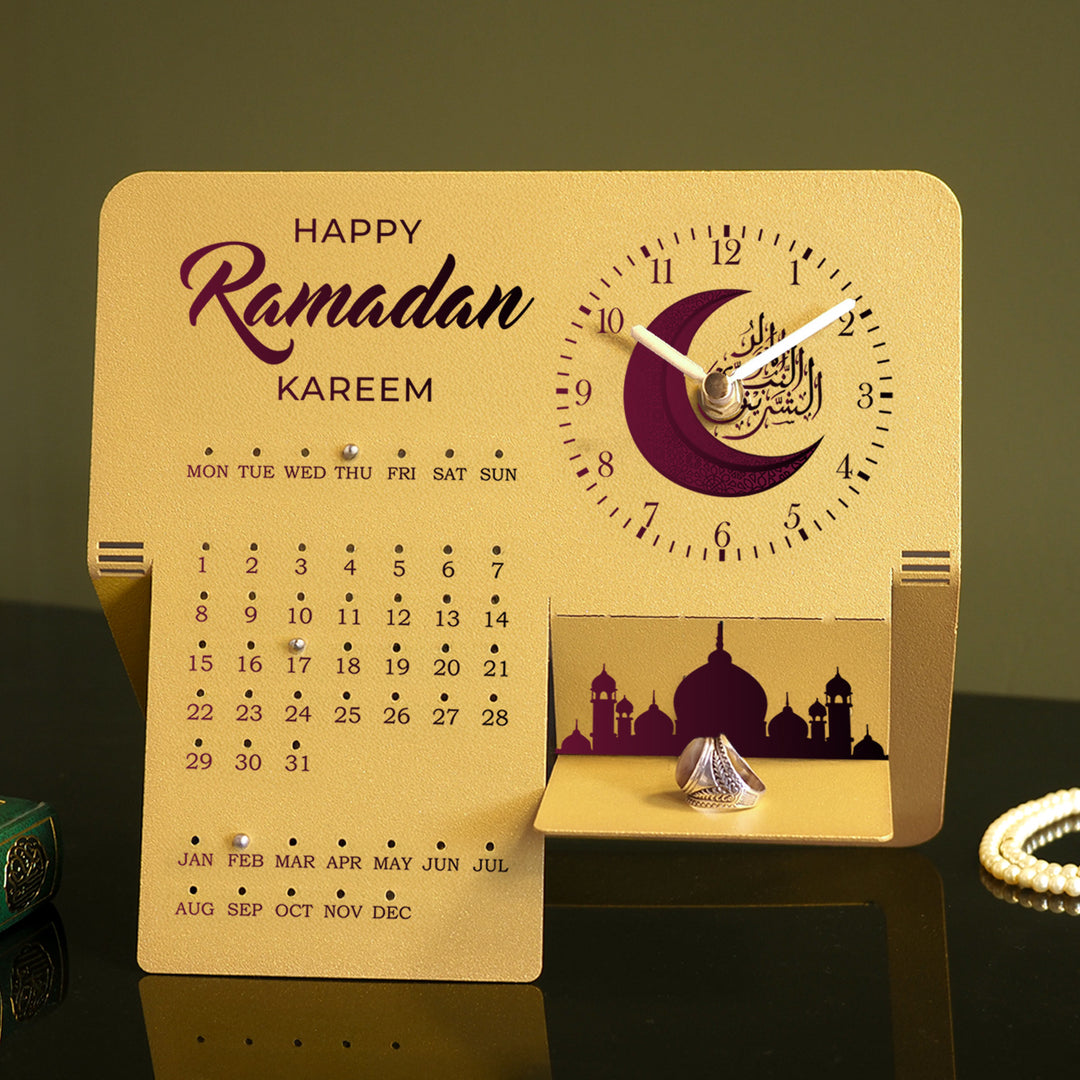 Ramadan Kareem Yazılı Metal Ramazan Takvimi ve Saat - WAMH217