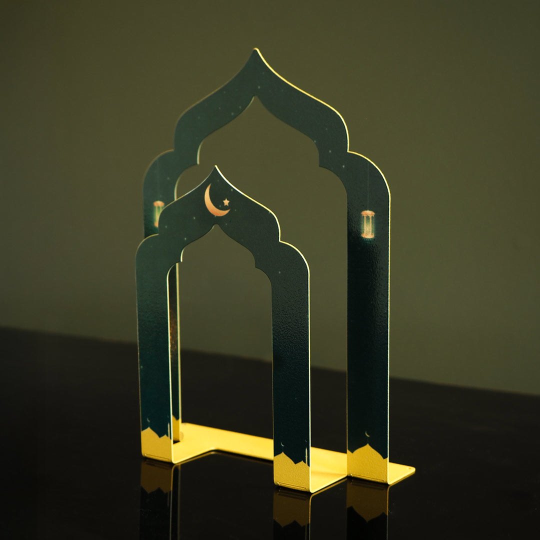 Ramadan Mubarak Yazılı Metal Masaüstü Mumluk ve Kuran Tutucu - WAMH222