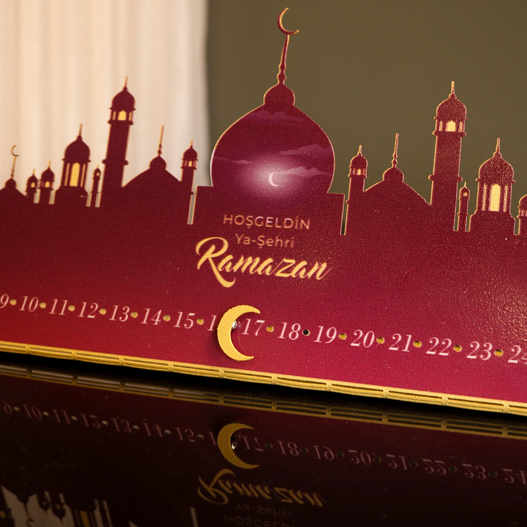 Hoşgeldin Ya Şehri Ramazan Yazılı Metal Masaüstü Ramazan Takvimi - WAMH223