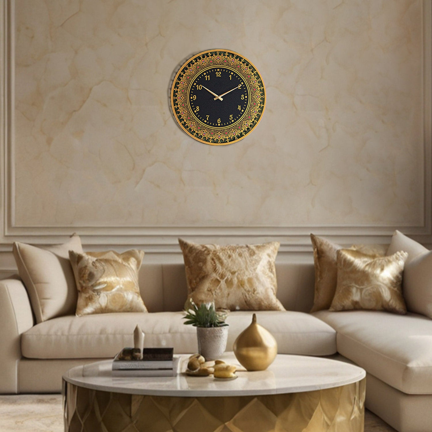 İslami Motifli Renkli Metal Duvar Saati - WAMS024