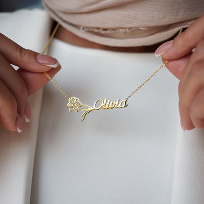 Kişiye Özel İsimli Doğum Çiçeği Gümüş Kolye - WAMT032