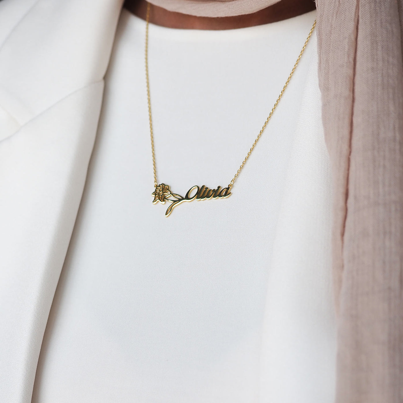 Kişiye Özel İsimli Doğum Çiçeği Gümüş Kolye - WAMT032