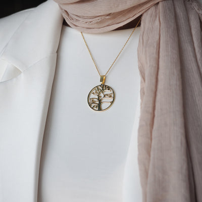 Kişiye Özel Aile Ağacı Desenli Gümüş Kolye - WAMT033