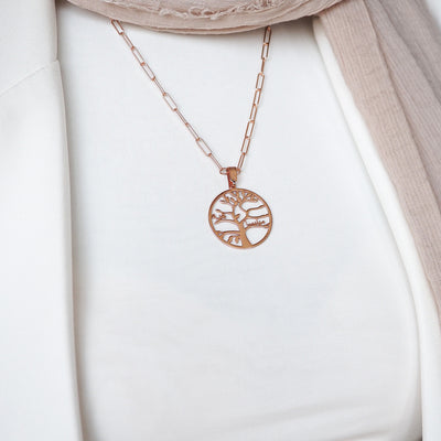 Kişiye Özel Aile Ağacı Desenli Gümüş Kolye - WAMT033