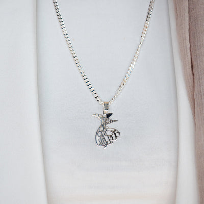 Semazen Desenli Gümüş Kolye - WAMT040