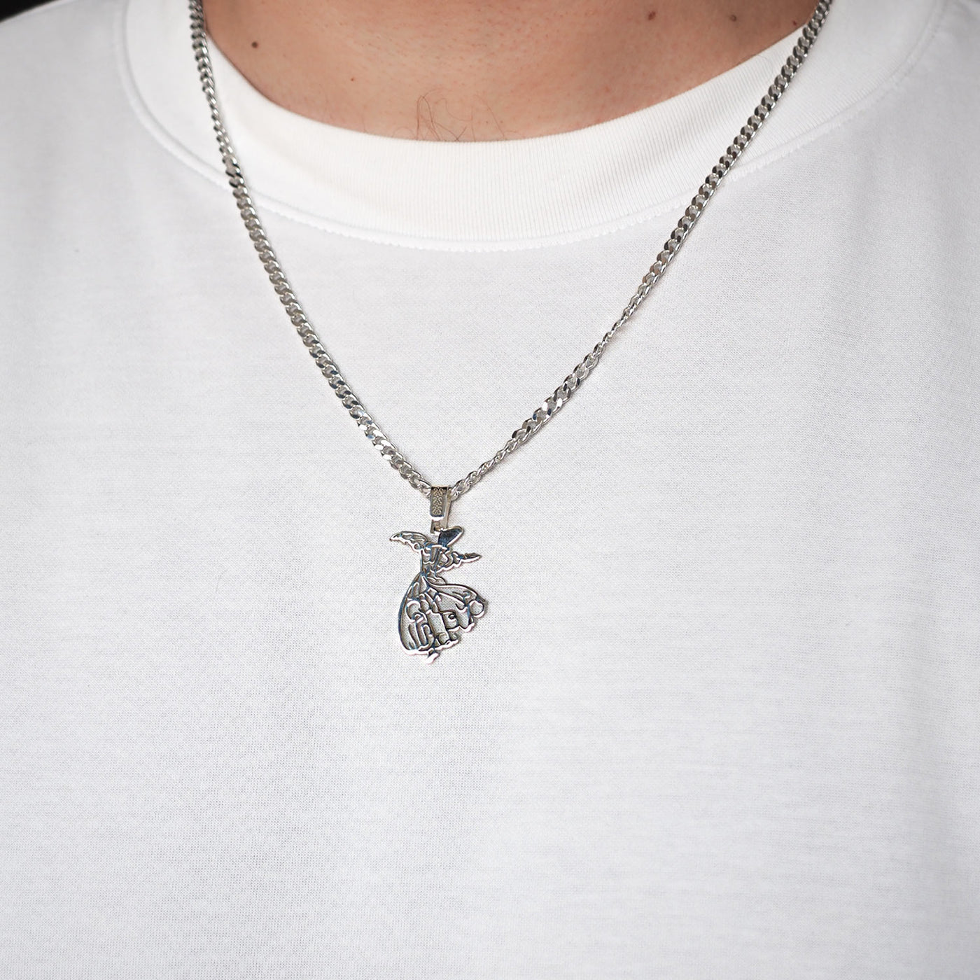 Semazen Desenli Gümüş Kolye - WAMT040