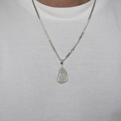 Alak Suresi Yazılı Gümüş Kolye - WAMT042