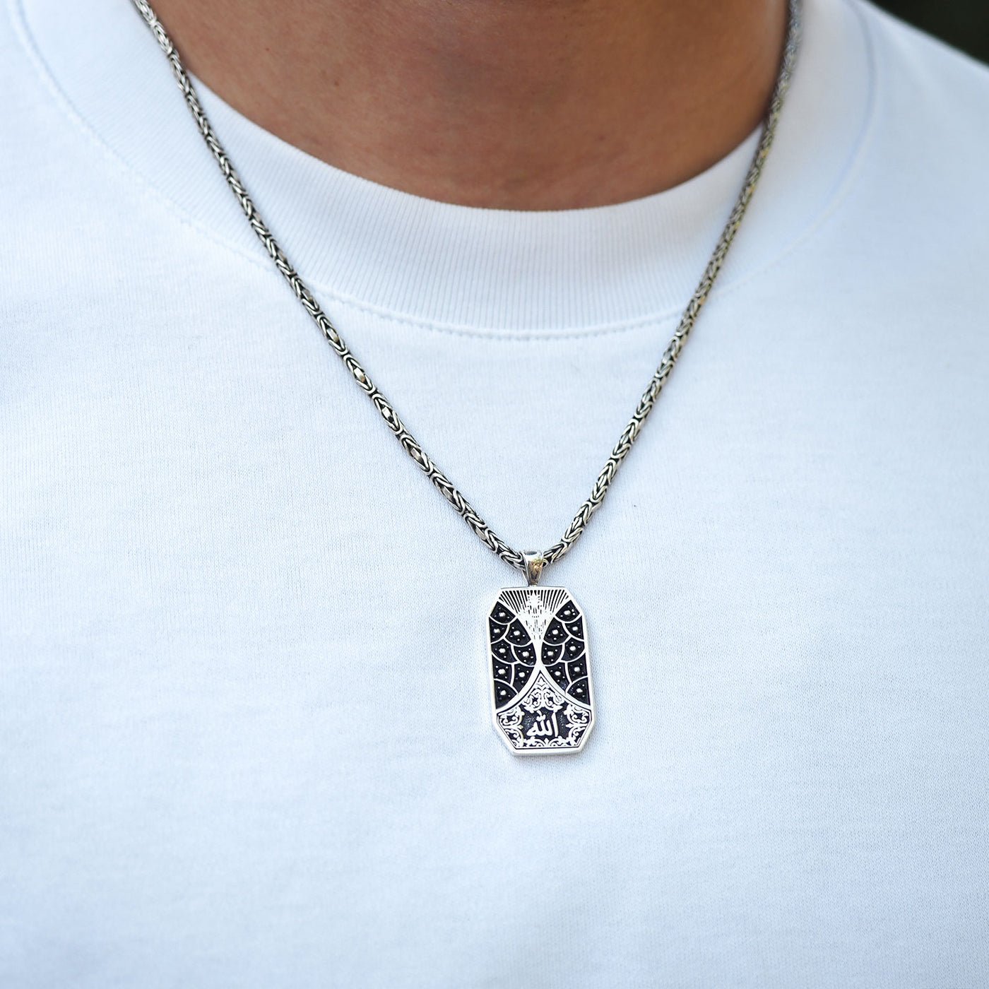 Allah Yazılı Gümüş Kolye - WAMT069