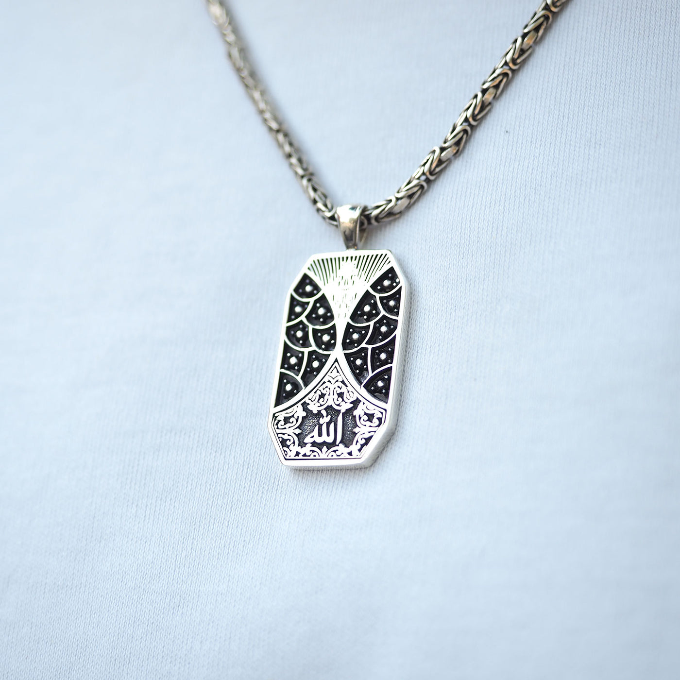 Allah Yazılı Gümüş Kolye - WAMT069