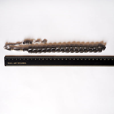 Orijinal 8li Yarma Erzurum Oltu Taşı Tesbih (Gümüş İmame Nakkaş İşçilik - Özel Püskül) - WATD028