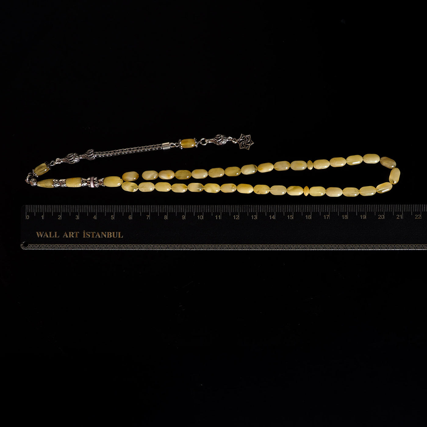 Damla Kehribar Tesbih (Gümüş İmame Nakkaş İşçilik) – WATD032