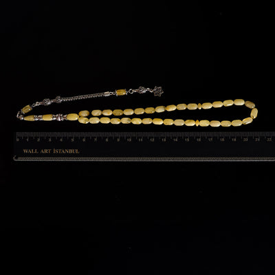 Damla Kehribar Tesbih (Gümüş İmame Nakkaş İşçilik) – WATD032