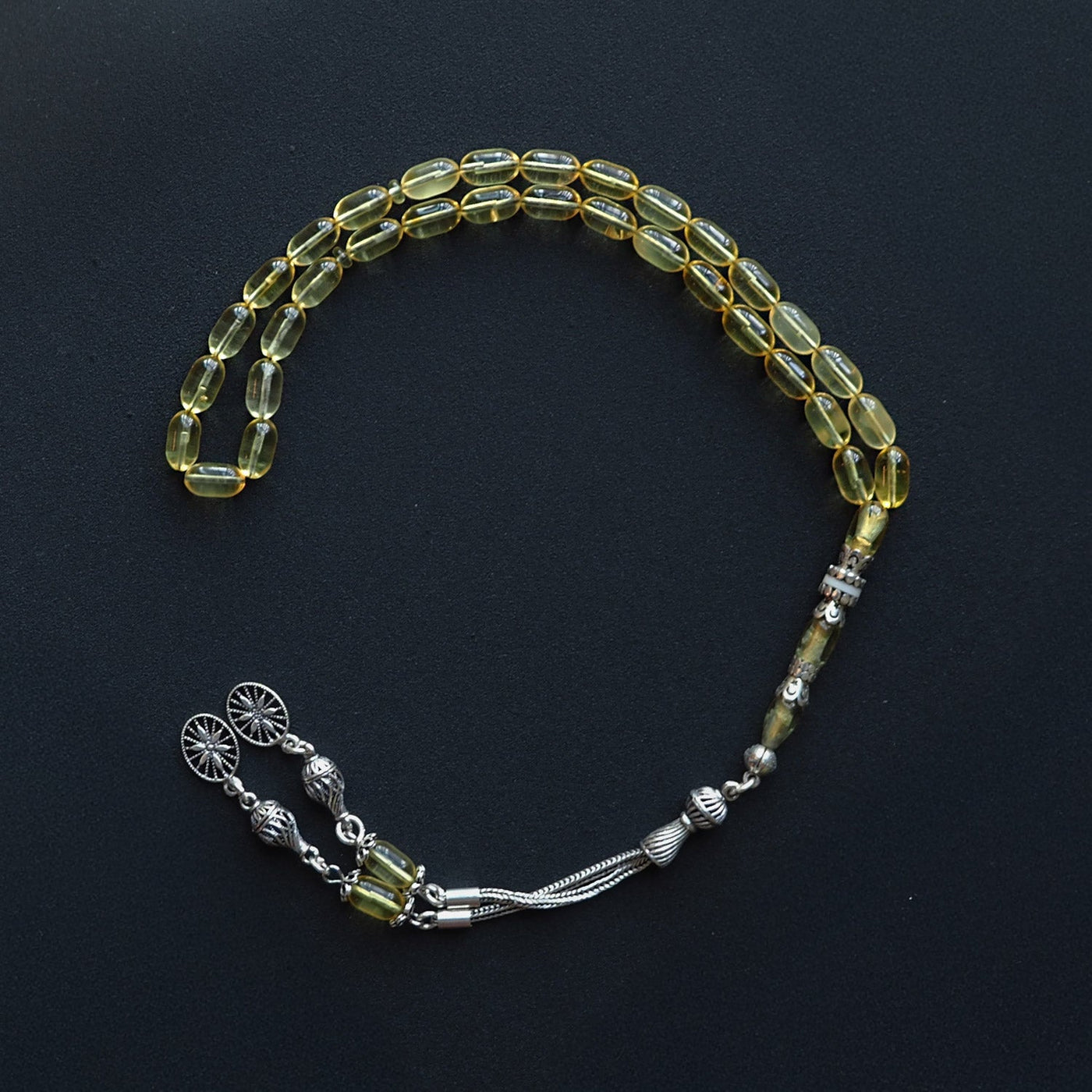 Damla Kehribar Tesbih (Gümüş İmame Nakkaş İşçilik) – WATD033